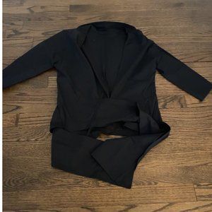 Akris Black Wrap Cotton V-Neck Stretch